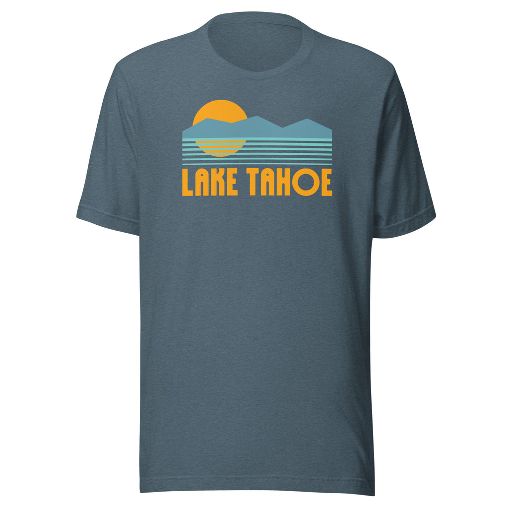Lake Tahoe mountain sunset graphic t-shirt inspired by Sierra Nevada adventure travel